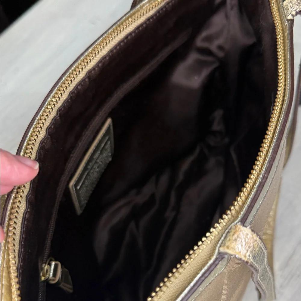 Coach Gold and Tan Signature Tote